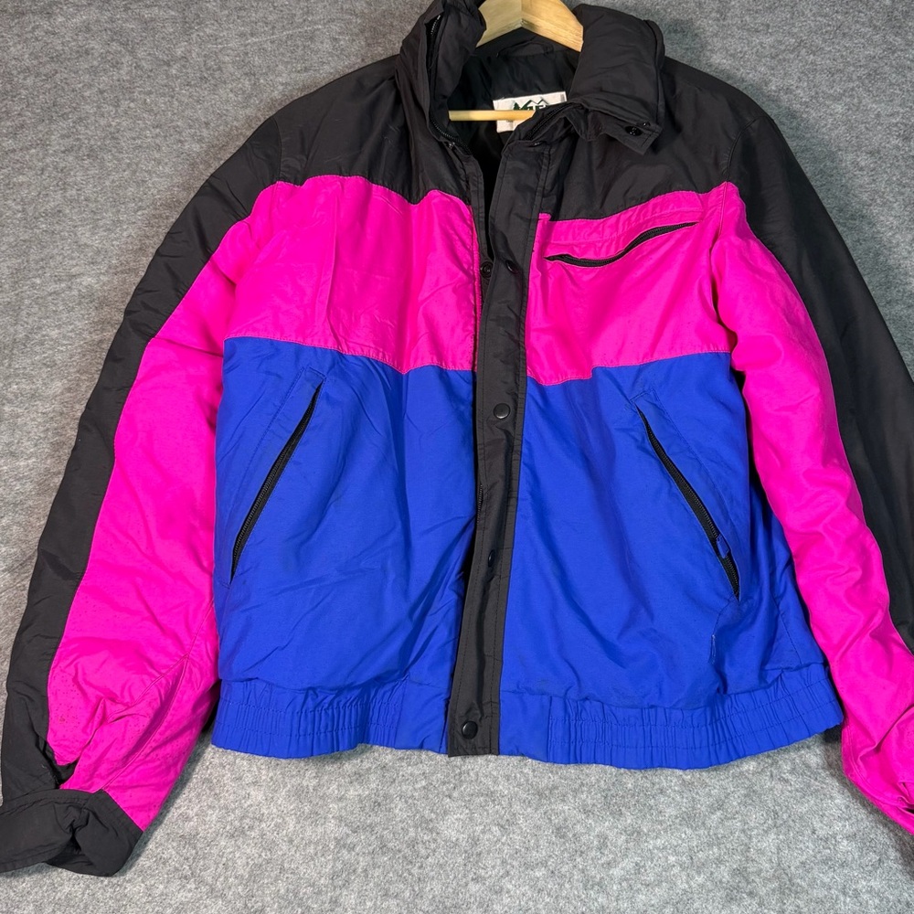 Vintage 90s REI Colorblock Nylon Puffer Jacket Pink Blue Size M